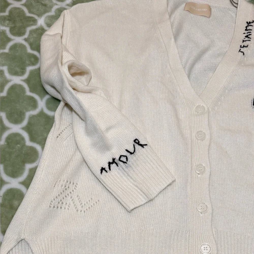 Zadig & Voltaire Cashmere Sweater NWT Amour Heart White - Picture 5 of 10